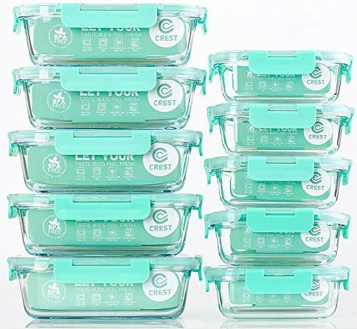 [10-Pack] Glass Food Storage Containers with Lids, Airtight, BPA Free, Meal Prep Containers for Kitc | Amazon (US)