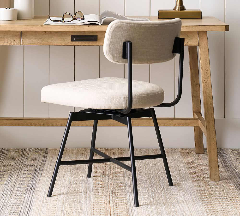 Maison Upholstered Swivel Desk Chair | Pottery Barn (US)