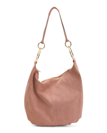 Made In Italy Suede Hobo Bag With Ring Accents | TJ Maxx