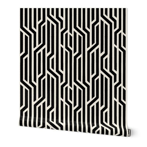Black and White Geometric Lines (small scale) | Spoonflower