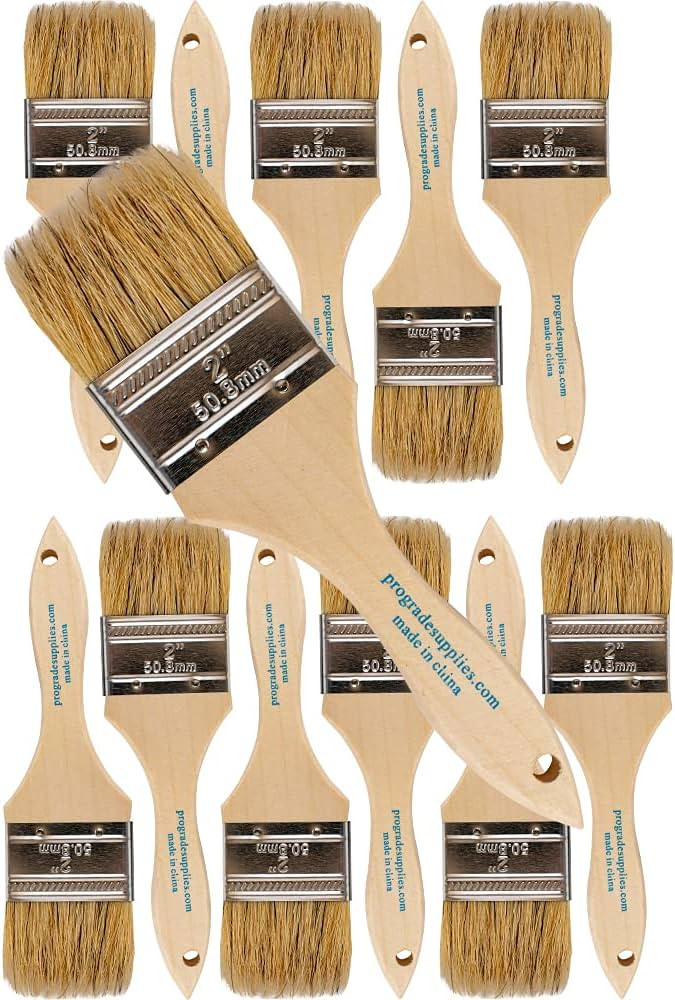 Pro Grade - Chip Paint Brushes - 12 Ea 2 Inch Chip Paint Brush Light Brown | Amazon (US)