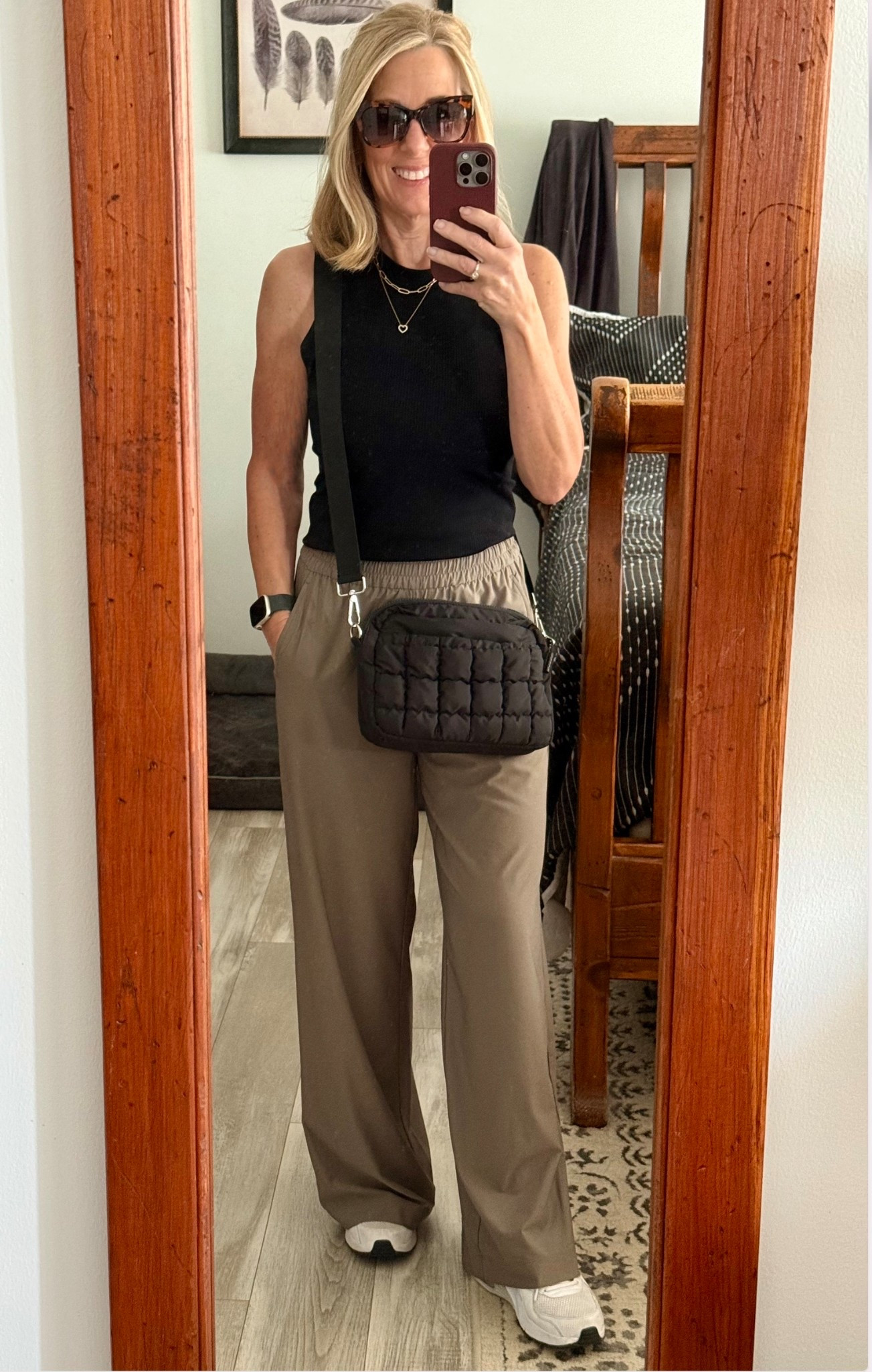 When it’s a million degrees outside and shorts just aren’t happening, these flowy wide leg pants save the day. Cool, comfy, and somehow still polished. Basically the unicorn of summer outfits. Linked everything I’m wearing in my LTK so you can live in them too!  I’m wearing XS in pants and small in top. I’m 5’2” and 113 lbs

Drapery wide leg pants, tank top, Nikes, puffer crossbody bag, sunglasses jewelry, bedding, coverlet, black bedspread modern contemporary


#LTKStyleTip #LTKOver40 #LTKSeasonal