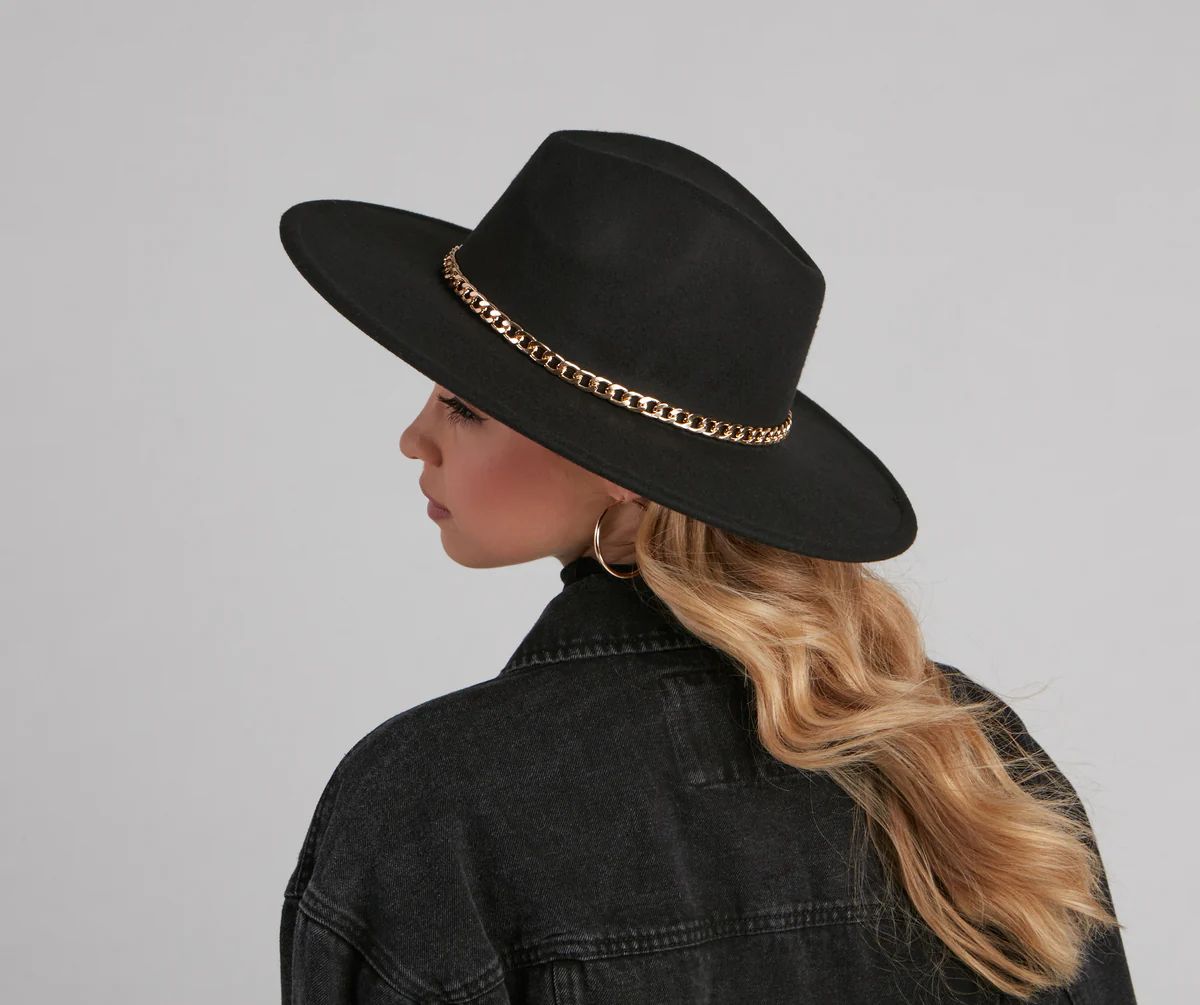 Trendy Glam Chain Detail Panama Hat | Windsor Stores