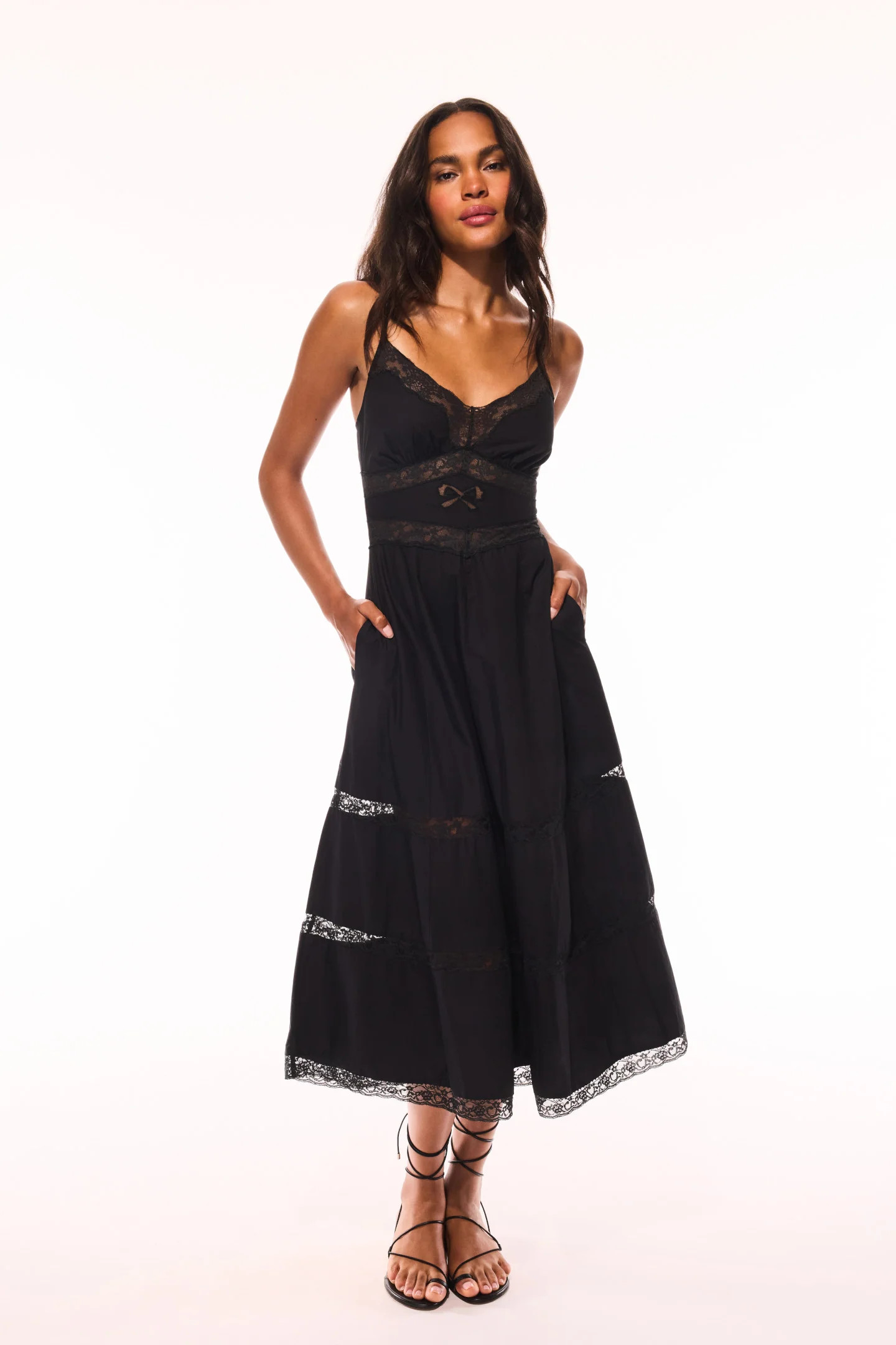 Catryn Lace Bow Cotton Midi Dress | LoveShackFancy