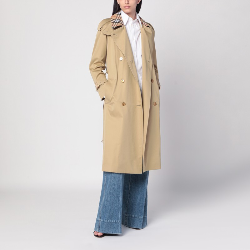 Castleford double-breasted trench with Check collar | The Double F
