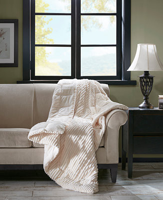 Madison Park Parker Plush Down Alternative Corduroy Throw, 60 | Macy's