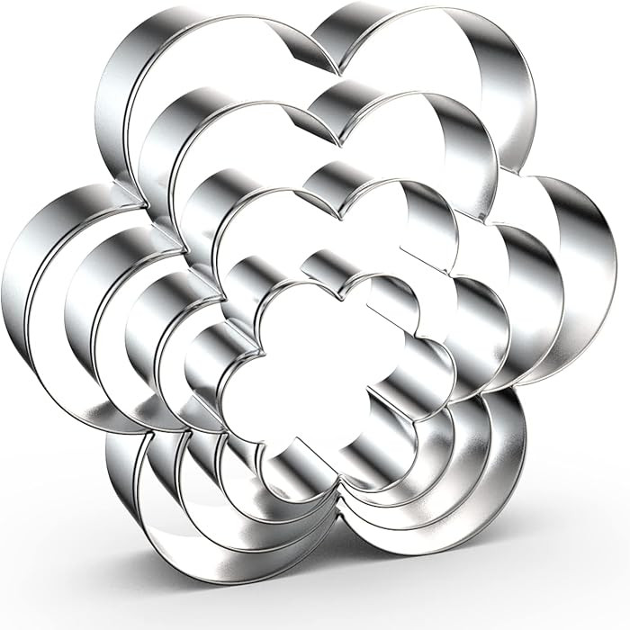 Scallop Flower Cookie Cutter Set Large - 5 Inch, 4 Inch, 3 Inch, 2 Inch - Six Petal Scalloped Edg... | Amazon (US)