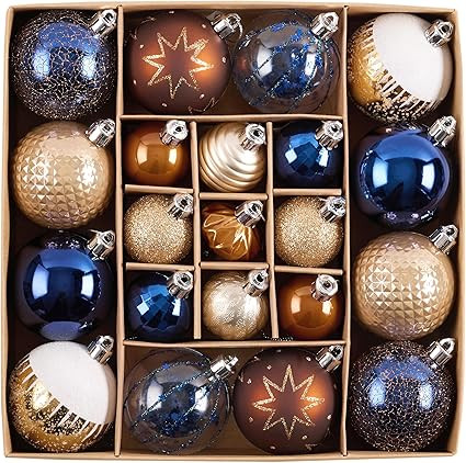 DecorbyHannah Christmas Ornaments Set, 21ct Blue Copper Gold Ornaments for Christmas Tree, Shatte... | Amazon (US)