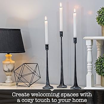 Black Iron Candlestick Holders Set of 3, Black Iron Candle Holders, Cast Iron Candle Holder, Wrou... | Amazon (US)