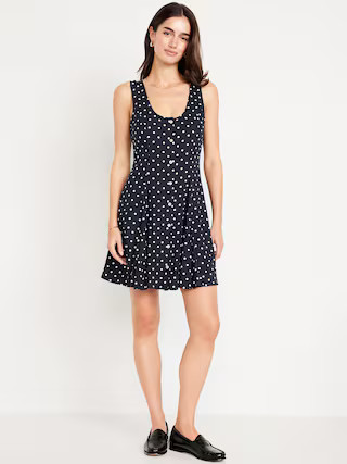 Fit & Flare Crepe Button-Front Mini Dress | Old Navy | Old Navy (US)