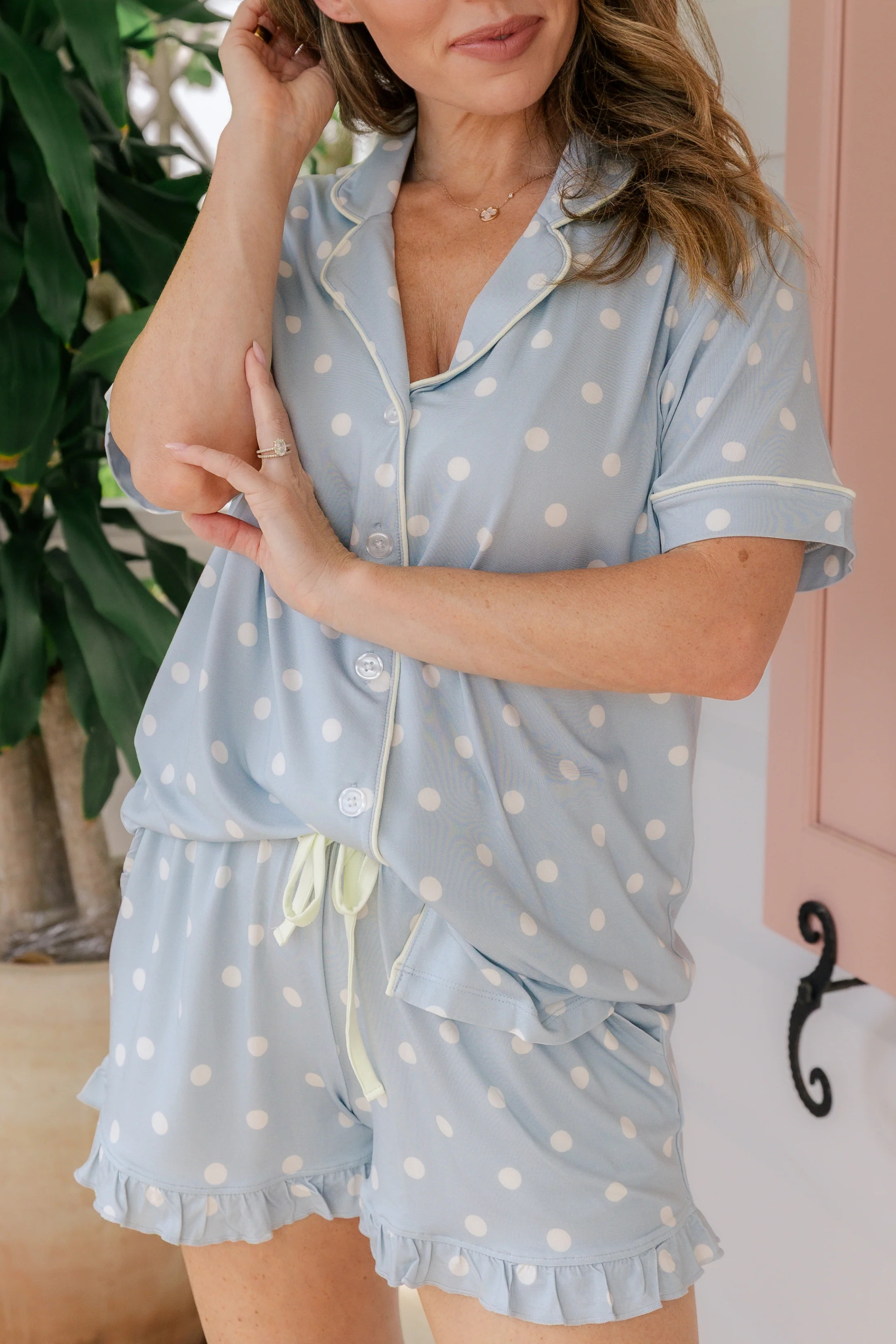 Sea Blue Polka Dot Women's Short Set | Matching Family Pajamas | In My Jammers | In My Jammers