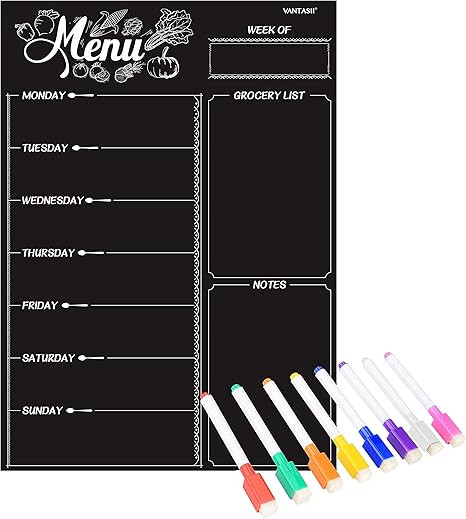 Magnetic Refrigerator Chalkboard,Weekly Menu, Meal Planner, Grocery Shopping List, Dry Erase Boar... | Amazon (US)