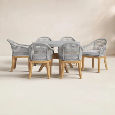 Akiva Round 6 - Person 52'' Long Teak with Cushions | Wayfair North America
