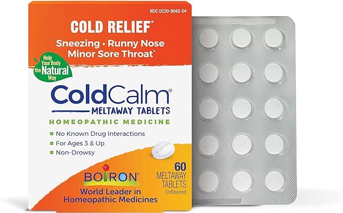 Boiron ColdCalm Tablets for Relief of Common Cold Symptoms Such as Sneezing, Runny Nose, Sore Thr... | Amazon (US)