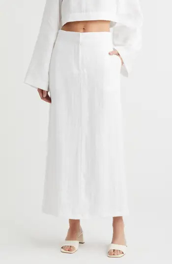 Faithfull the Brand Nelli Linen Maxi Skirt in White at Nordstrom Rack, Size X-Large | Nordstrom Rack