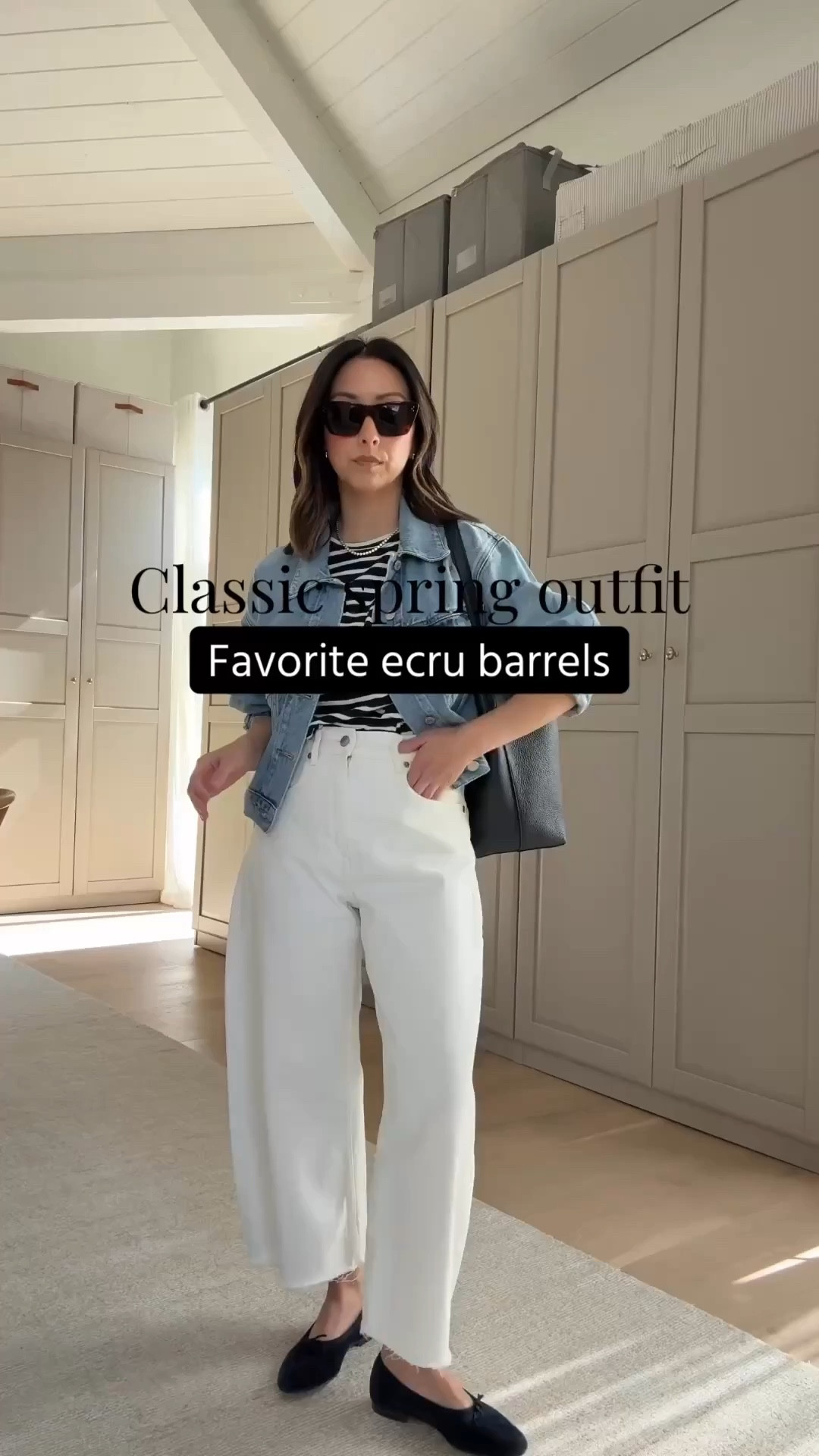 Spring Staples I Re-Wear Year After Year: Everlane Curve jeans AND AGOLDE Palmer denim jacket. I've been wearing these curve jeans for 3+ years. They're soft, not see-through, and a true high rise - I cut the hems. This denim jacket has the perfect fit: drop shoulder, roomy, cropped. The denim is so soft, too. Wearing a size xs. 


AGOLDE Palmer jacket xs
Kule stripe tee medium
Everlane curve jeans 26 - size up and cut hems
Madewell April flats 5.5
The Row Park tote medium navy 
Celine sunglasses 
Quince earrings
Dorsey James necklace 15"

Petite style, spring style, spring outfits, jeans, spring outfits 2026



#LTKPetite #LTKSeasonal #LTKmomlife