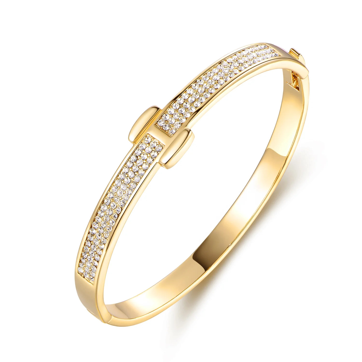 Peermont 18k Gold Plated Belt Bangle Bracelet With Clear Austrian Crystal Crystal Crysals | Walmart (US)