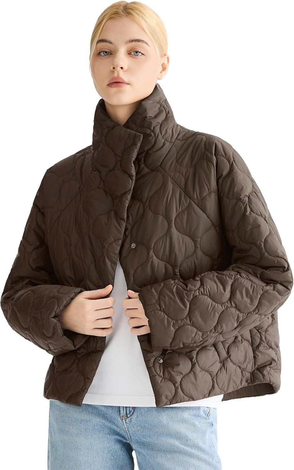 Orolay Women's Oversized Quilted Cropped Lightweight Puffer Jacket | Amazon (US)