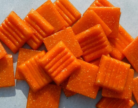 Carrot Orange Glass Mosaic Tiles Squares  3/4  Half - Etsy | Etsy (US)