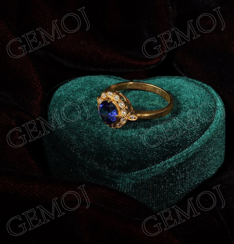 7mm Lab Sapphire Engagement Ring: 14K Gold Bridal Ring - Etsy | Etsy (US)