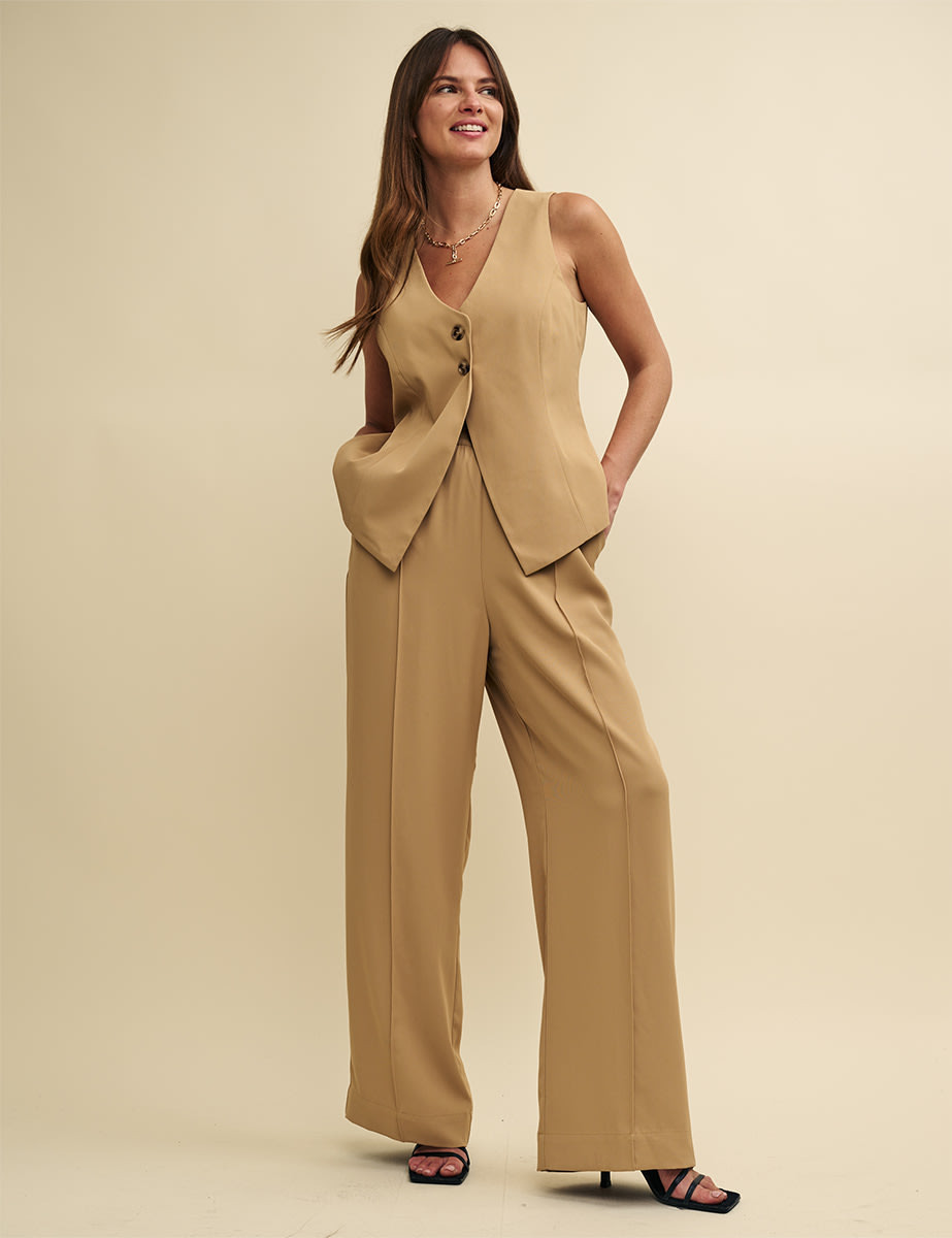 Camel Pull-On Tailored Trousers | Nobody's Child