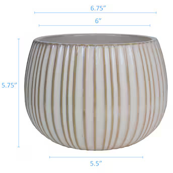 allen + roth Round 5.13-in W x 5.3149-in H x 5.314-in D White Ceramic Indoor Planter | Lowe's