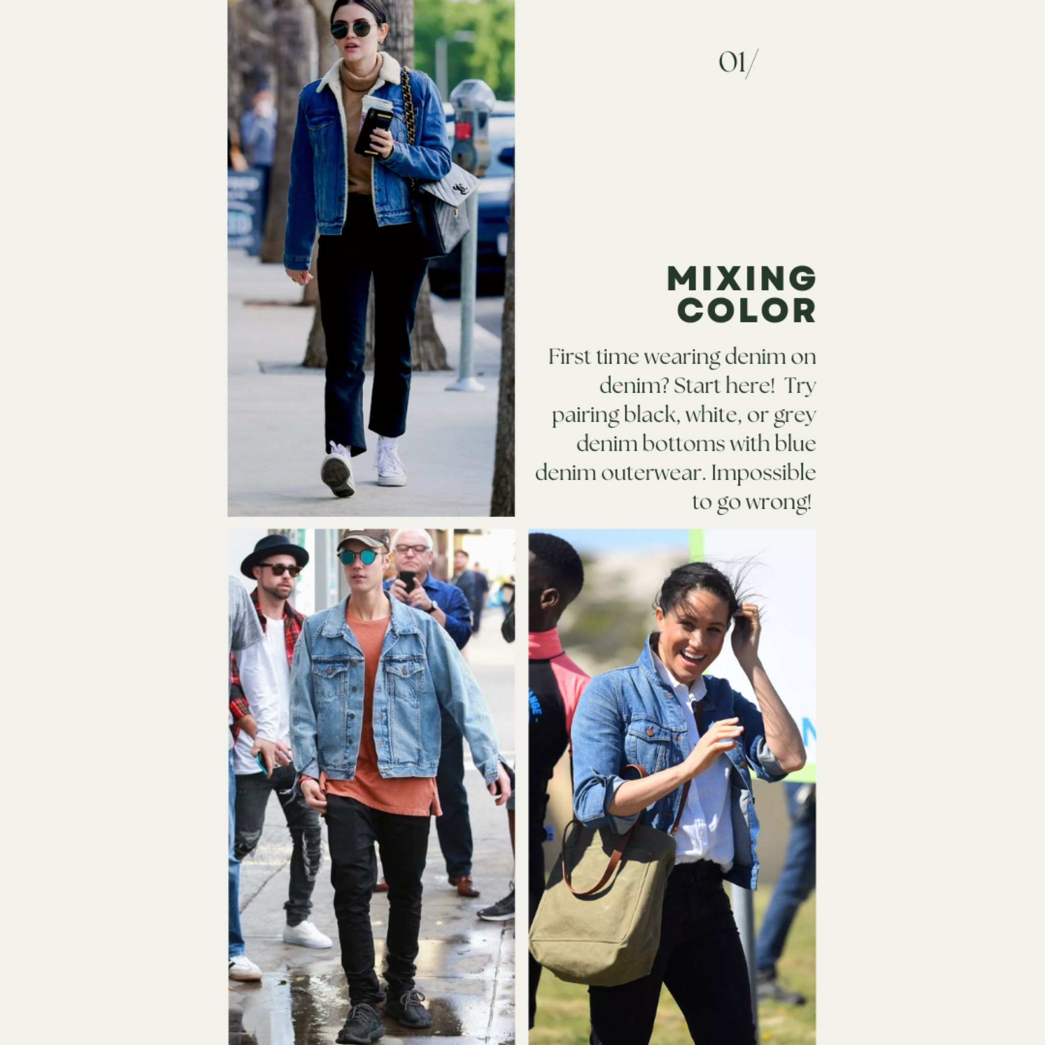 HOW TO STYLE DENIM! Try mixing denim color - opt for black or white as a contrast to blue  

#LTKstyletip #LTKSeasonal #LTKmens