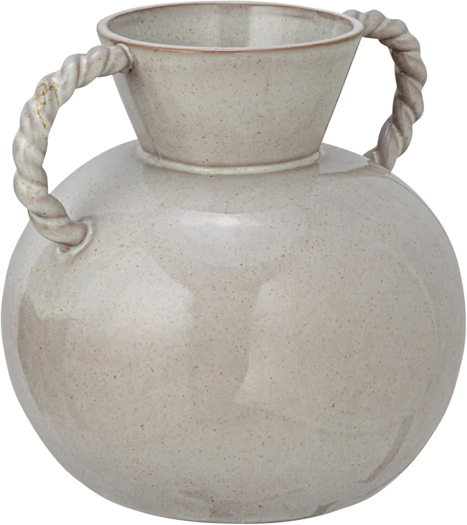 Bloomingville 9.25 Inches Stoneware Vase with Twisted Handles and Reactive Glaze, Cream Color | Amazon (US)
