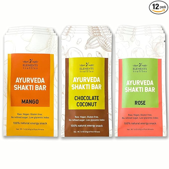 Elements Truffles Ayurveda Shakti Bars - Vegan & Organic Date Energy Snacks with No Added Sugar, ... | Amazon (US)