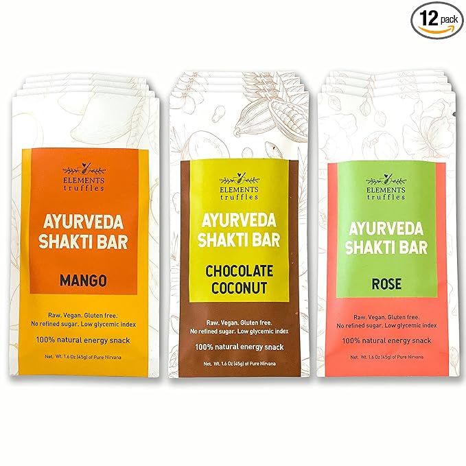 Elements Truffles Ayurveda Shakti Bars - Vegan & Organic Date Energy Snacks with No Added Sugar, ... | Amazon (US)