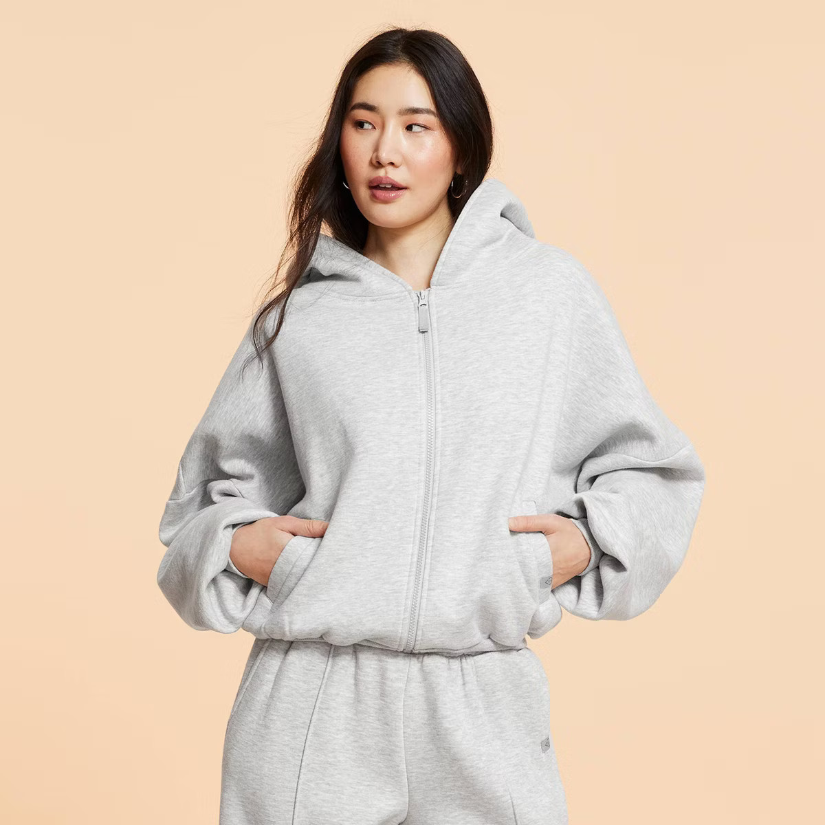 Blogilates Women's Marshmallow Full Zip Hooded Sweatshirt | Target