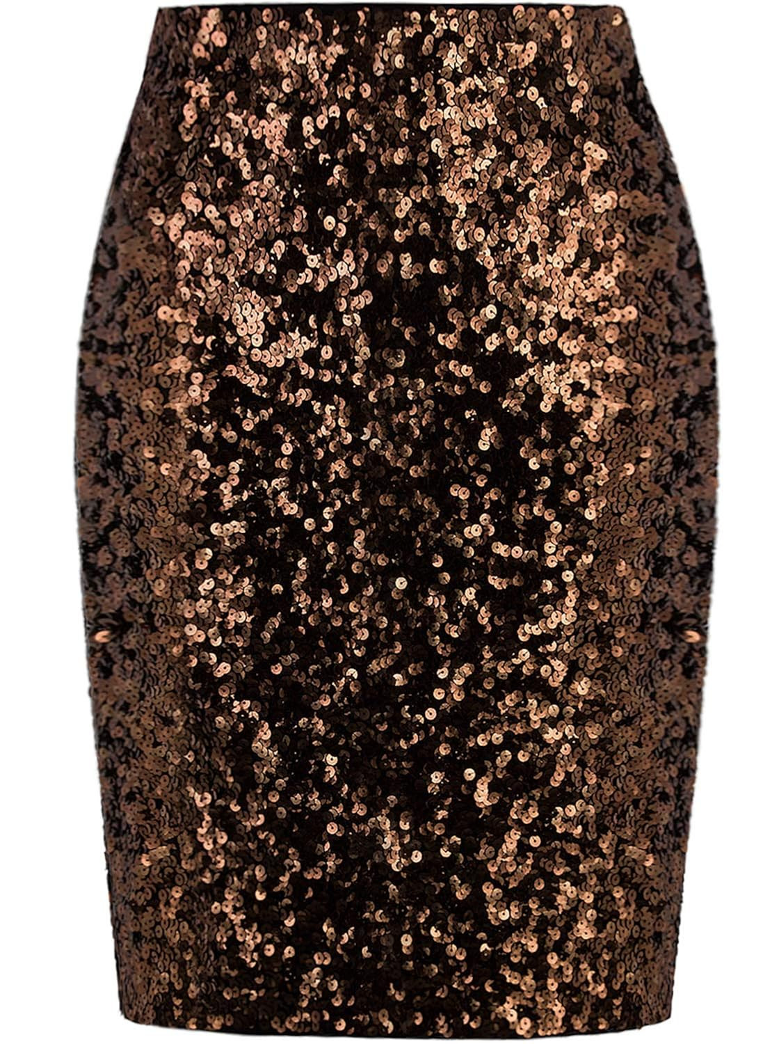 VIJIV Women's Sequin Skirt Midi High Waist Elegant Stretchy Sparkle Side Slit Pencil Skirt Party ... | Amazon (US)