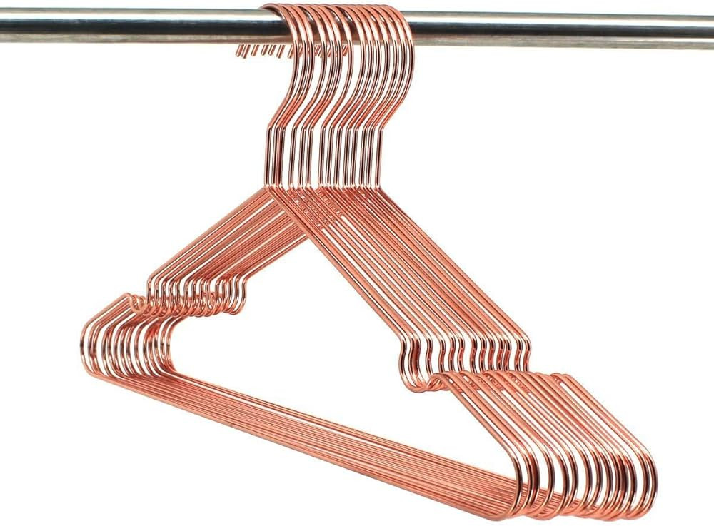 16.5" Rose Gold Copper Clothes Hangers - 30 Pack,Heavy Duty Strong Metal Hanger for Storage Displ... | Amazon (US)