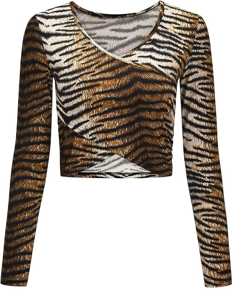 Artfish Women Long Sleeve Stretchy Crop Top Sexy Slim Fitted Shirts | Amazon (US)