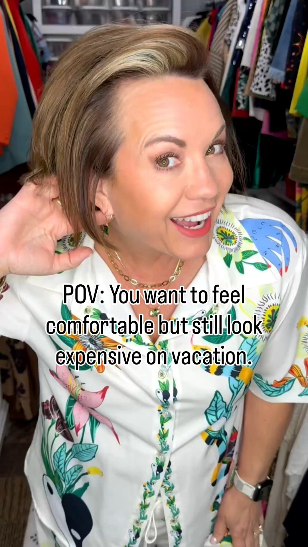 Comfortable outfits don’t have to feel boring or frumpy anymore. 🌴

This look feels effortless and polished at the same time — which is exactly what I want for summer, vacations, dinners out, or honestly just feeling a little more put together.

The tropical print + woven bag + green cardigan combo gives such chic resort vibes without sacrificing comfort.

Anyone else choosing comfort first these days?

#LTKootd #LTKOver40 #LTKMidsize