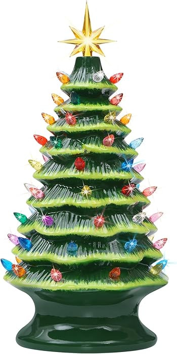 Lakumu 16.5" Table Top Christmas Tree, Hand Painted Resin Christmas Tree with Lights, Pre-lit Xma... | Amazon (US)