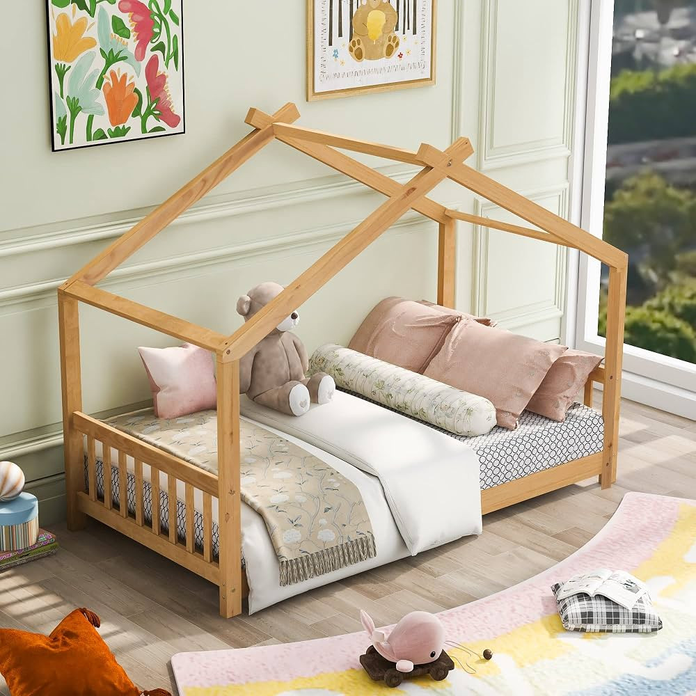 Bellemave Floor House Beds Wood Montessori Bed Frame Twin Size Platform Bed with Headboard & Foot... | Amazon (US)