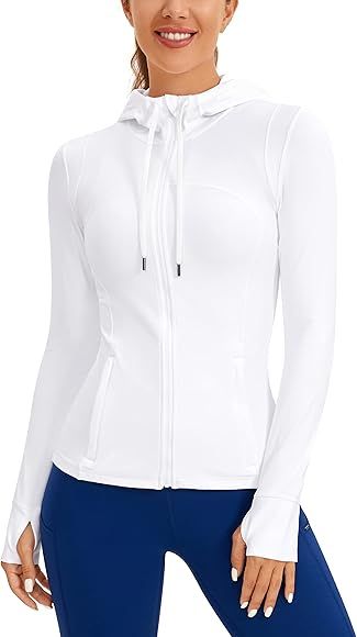 CRZ YOGA Butterluxe Womens Hooded Workout Jacket - Zip Up Athletic Running Jacket with Back Mesh ... | Amazon (US)