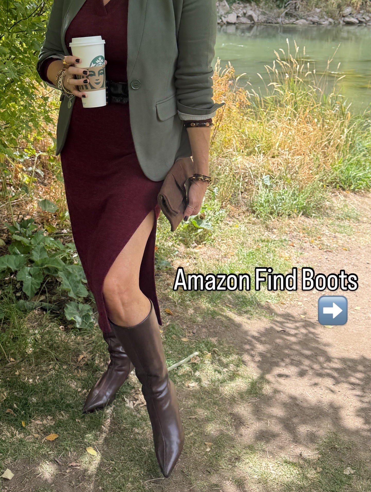 🚨25% OFF DRESSES + SITEWIDE
CODE: FALL25 

🍂🍁Fall outfit Inspo
Dress style
Perfect for workwear, church, dress up for social events 

Shades of Fall- Wine, olive green and chocolate brown🍂🍁 makes for a fun color combo

Gibson look light weight long sleeve sweater dress, with roched waistband detail and side slit. Fits tts I am in a small 

Gibson look notch blazer, my favorite blazers with fun cuff detail, fits tts I am in a med (I like room for layers) 

Save 10% on Gibsonlook with code : DARCY10

Chocolate brown accessories 
-Tall chocolate side zip pointed kitten heel boots from Amazon and on sale
So affordable fit tts, comfortable too

-Chocolate wide belt 

Suede tote bag Amazon find and  sold separately a bag charm cluster 

Or style with a real suede clutch with changeable buckles  (mine 
is vintage not linkable )  linked similar 

Jewelry is a mix of  vintage  Micheal kors  tortoise and hold 
And pieces from Julie Voz 

#LTKOver40 #LTKSaleAlert #LTKStyleTip