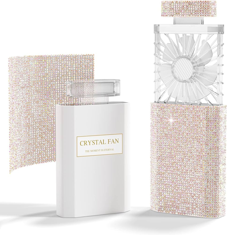 LIGHTDESIRE DIY Bling Crystal Rhinestones Handheld Fan, Mini Personal Fan, Cooling Small Fan Rech... | Amazon (US)