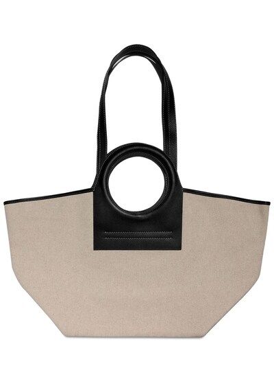 Hereu - Cala s canvas & leather tote bag - Beige/Black | Luisaviaroma | Luisaviaroma