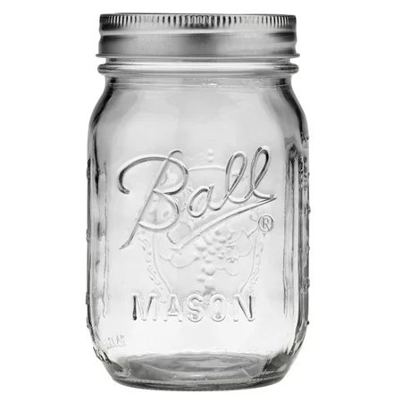 Ball Glass Mason Jar w/Lid & Band, Regular Mouth, 16 Ounces, 12 Count | Walmart (US)