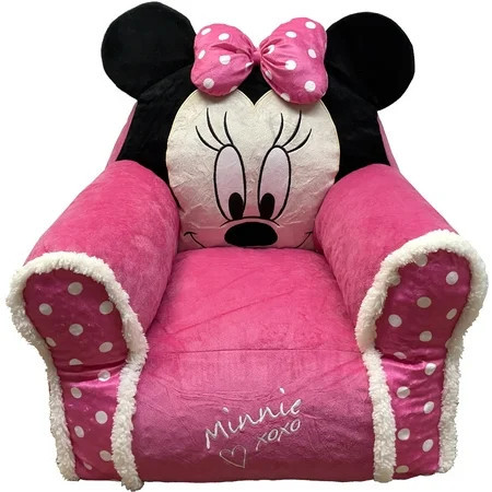 Disney Minnie Mouse Kids Figural Bean Bag Chair with Sherpa Trimming, Multi-Color | Walmart (US)