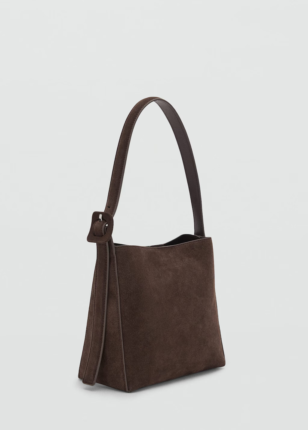 Suede leather shopper bag chocolate - Woman - One size - MANGO | Mango (US/MX/AU)