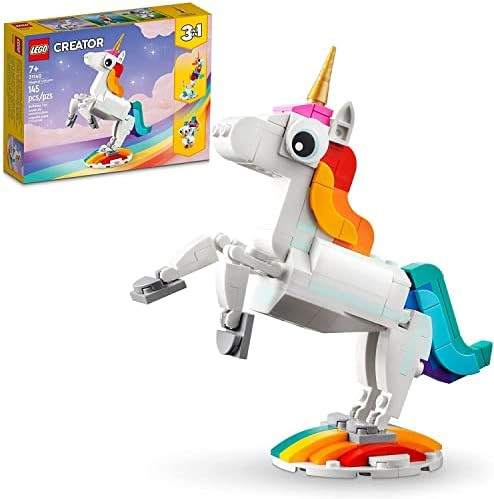 LEGO Creator 3 in 1 Magical Unicorn Toy, Transforms from Unicorn to Seahorse to Peacock, Rainbow ... | Amazon (CA)