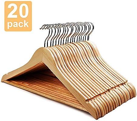 HOUSE DAY Wooden Hangers 20 Pack Hangers Wood Hangers Wooden Clothes Hanger Natural Smooth Finish... | Amazon (US)