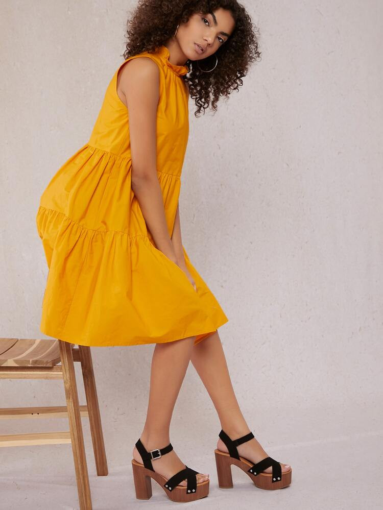 Faux Leather Wooden Platform Block Heels | SHEIN