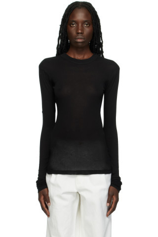 Black Semi-Sheer Long Sleeve T-Shirt | SSENSE