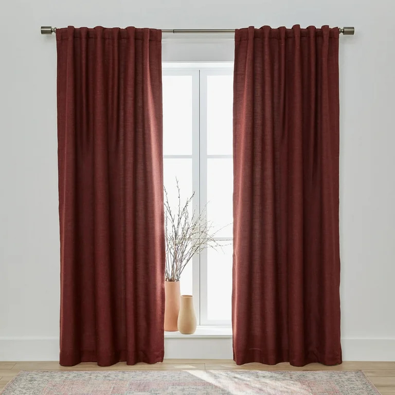 Better Homes & Gardens 100% Blackout Linen Blend Single Curtain, 50x84, Deep Redwood | Walmart (US)
