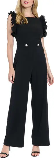 Ruffle Cap Sleeve Mixed Media Jumpsuit | Nordstrom Rack